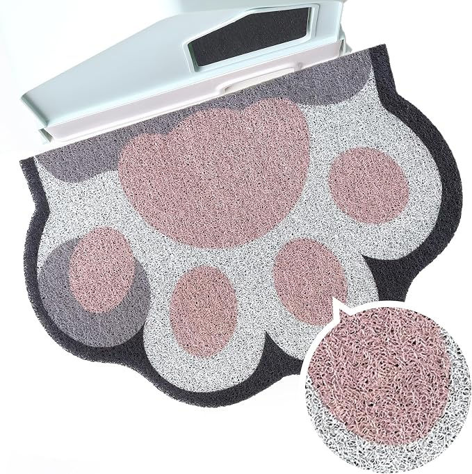 Cute Cat Litter Mat 24”x16”, Litter Box Mat, Litter Trapping Mat, Soft on Kitty Paws, Easy Clean, Anti Slip, Pet Accessories, Door Floor mats - White Pink60*40 by Rarenut