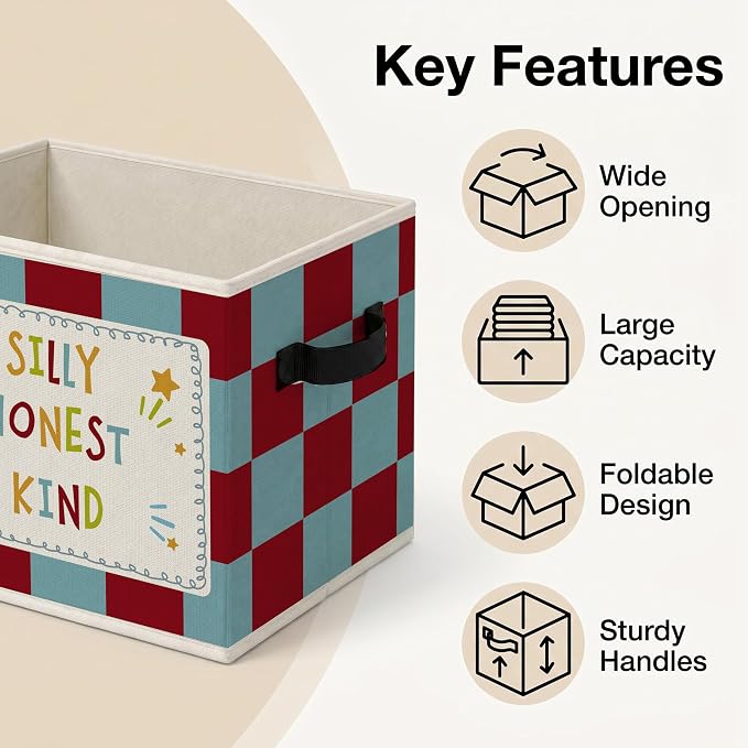 Inspirational Storage Bins Box, Affirmation Collapsible Organizer Basket | uplifting encouraging storage box basket for books clothes, checkerboard organizer for nursery bedroom playroom, 10x14 in - Image 4