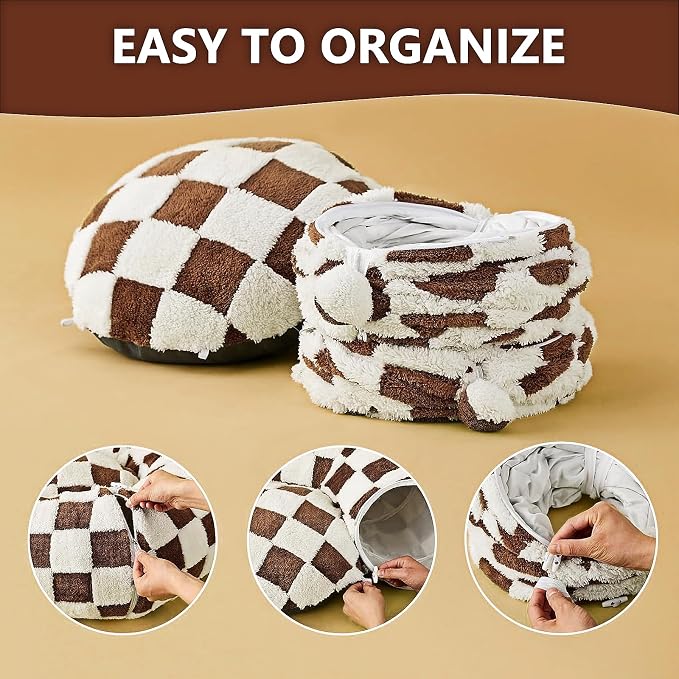 Cat Tunnel Bed with Washable Cushion for Indoor Cat, Donut Cave Tube Toys for Kitten Puppy Rabbit, Brown - Image 6