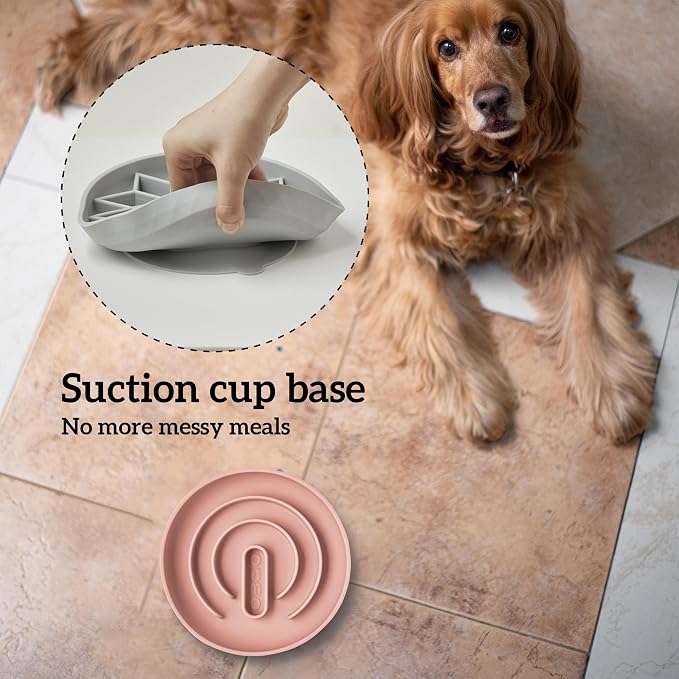 OHMO Slow Feeder Dog Bowl, 7.3" Lick Mat for Dogs, Infinite, Olive Green | Cat Slow Feeder Bowl, Anti Choking, Enrichment Toys, Easy Clean BPA-Free Silicone Feeding Bowl, Boredom and Anxiety Reducer - Image 7