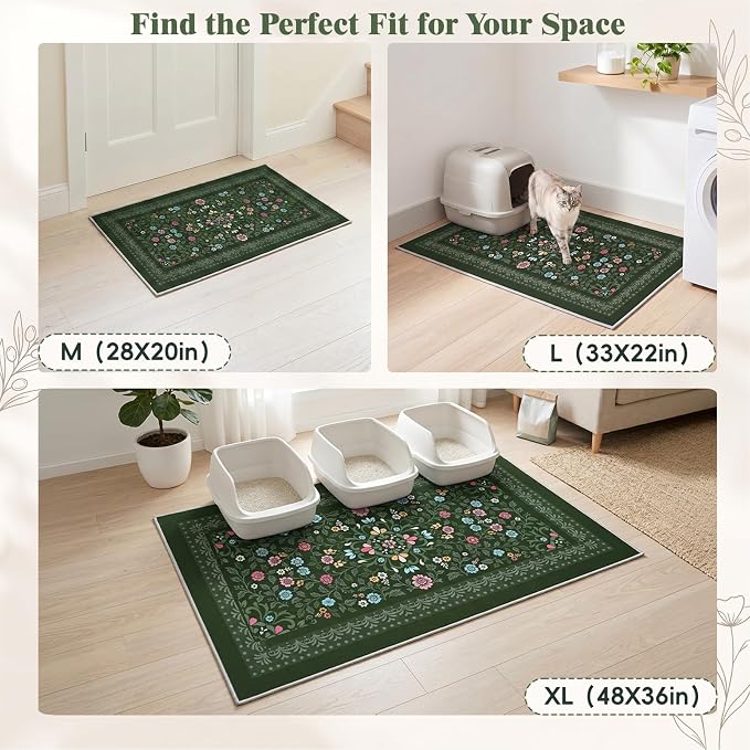 Bienbee Cat Litter Mat, 2 Pack 28" x 20" Machine Washable for Litter Boxes | Cat Litter Rug with Waterproof Backing, Non-Slip Grip and Soft On Kitty Paws to Catch Litter and Protect Floor - Image 7
