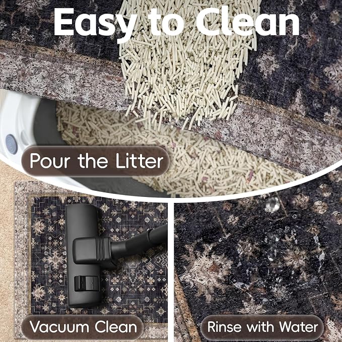 Cat Litter Mat Litter Trapping Mat, 24"x15" Waterproof Urine Proof Litter Box Mat Catcher Mat Non-Slip Washable for Kitty Kitten, Black - Image 6