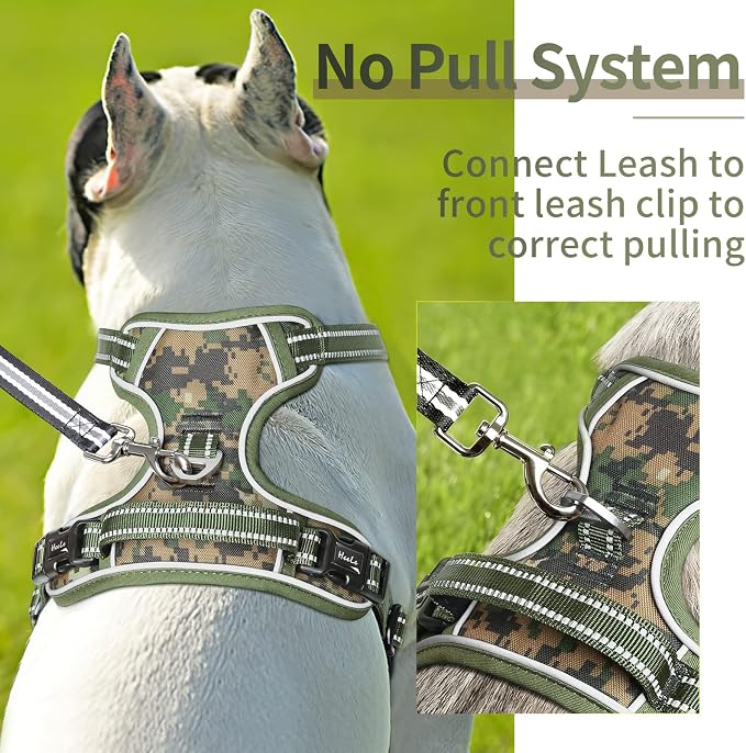 HEELE Dog Harness, No Pull Adjustable Padded Reflective Harness for Small Medium Large Dogs with Handle for Walking Training, Camo Green, S | No Choke with Control Handle, Soft Breathable Padded Pet Vest, Adjustable, Reflective Front Clip Vest for Nigh... - Image 4