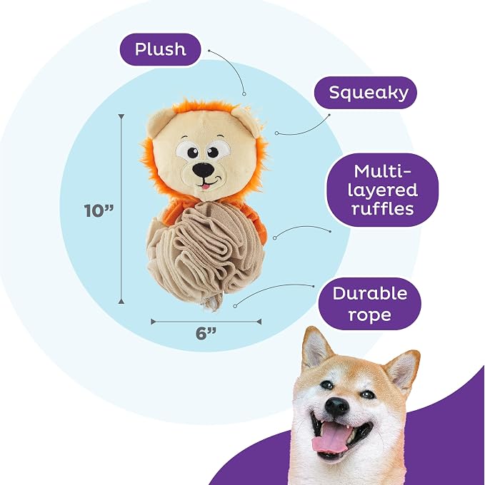 Outward Hound by Nina Ottosson Stuff N' Snuffle Plush Snuffle Ball Dog Puzzle, Lion, Multicolored - Image 3