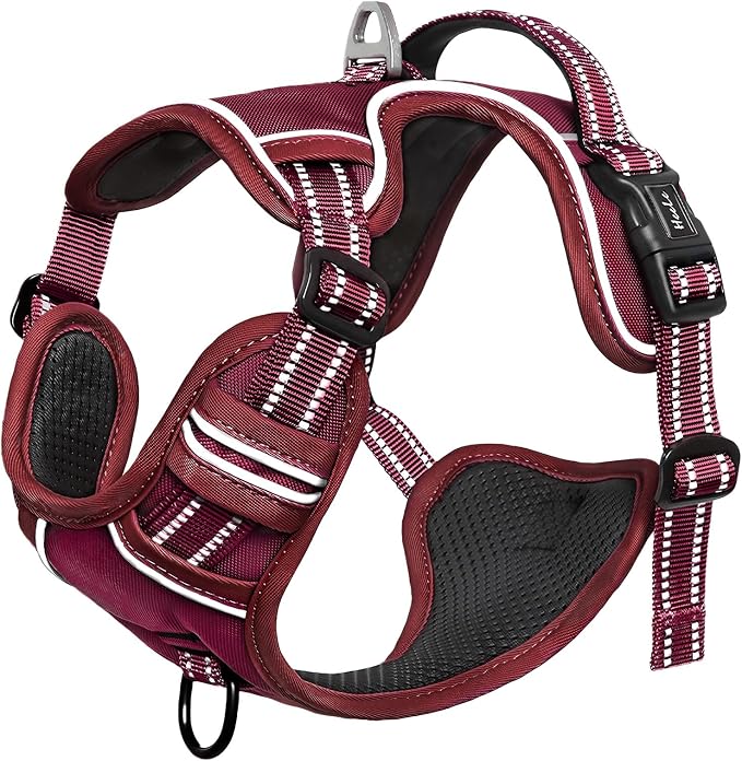 HEELE Dog Harness for Large Dogs No Pull Dog Vest Harness for Large Dog with Soft Padded Handle Reflective for Outdoor Training, Burgundy Red, XL | No Choke with Control Handle, Soft Breathable Padded Pet Vest, Adjustable, Reflective Front Clip Vest fo... - Image 6