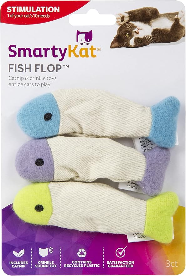 SmartyKat (3 Count) Fish Flop Crinkle Catnip Cat Toys - Multi Color, 3 Count - Image 7