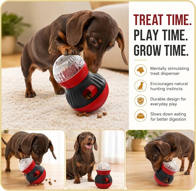 Dog Tumbler Slow Feeder Puzzle Treat Toy for Dogs Cats | Dog tumbler treat feeder stimulates pets' IQ, eases anxiety. Safe durable material works great for both dogs and cats. - Image 5