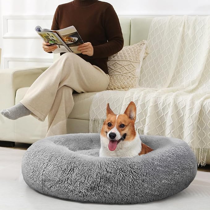 JOLLYVOGUE Dog Bed, Calming Anti-Anxiety Large Dog Bed, Fluffy Donut Cushion for Medium and Large Pets (27"/30"/36") - Image 7