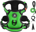 IVY&LANE No Pull Dog Harness for Large Dogs, Dog Vest Harness with Leash, Safety Belt and Storage Strap, Fully Adjustable Harness, 360° Reflective Strip, Soft Handle (Green, L) by IVYLANE