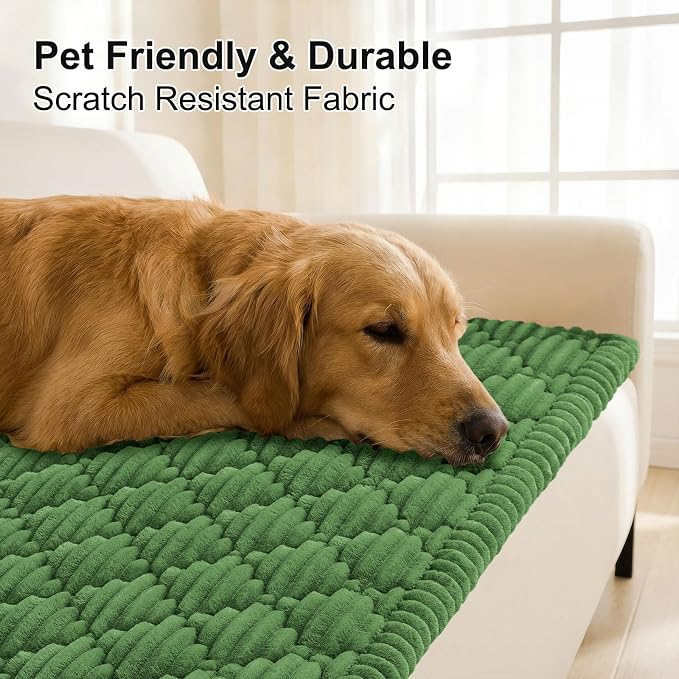 Smiry Couch Cover for Dogs Washable, Non Slip Fuzzy Pet Sofa Protector | Soft Thick Furniture Cover for Sofa, Loveseat and Sectional, Scratch & Pet Hair Resistant (Olive Green, 27.6" x 88") - Image 3