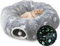 Large Cat Tunnels Bed Tube for Indoor Cats Under Christmas Tree Glows in The Dark Cat Tunnel with Cushion and Plush Ball Toy Longer Playground Toys for Dog Puppy Kitten Pet Gray by Unknown