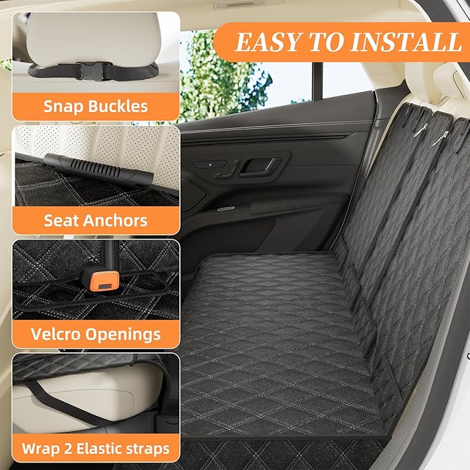 Simple Trending Dog Car Seat Cover, Back Seat Pet Bed Mat Protector Waterproof Bench Car Seat Cover, Nonslip Pet Car Bed Dog Hammock for Car, SUV, Truck - Image 4