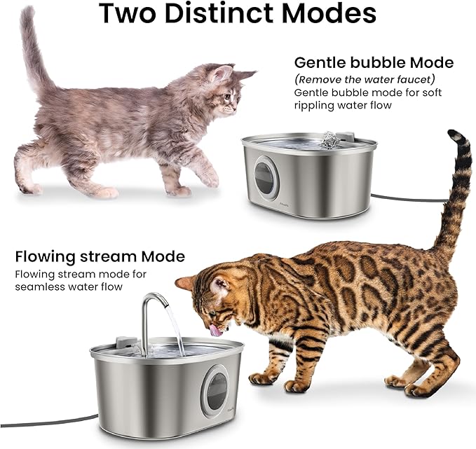 PawsPik SS-01 Stainless Steel Faucet-Design Cat Fountain 108.2 oz - Image 5