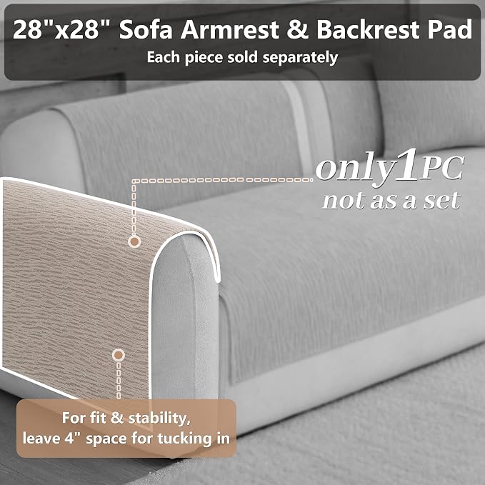 Waterproof Couch Cover for Dogs,Nonslip Sofa Cover for L Shaped Sofa,Washable Furniture Protector Pet Friendly(Coffee,28"x28") - Image 2