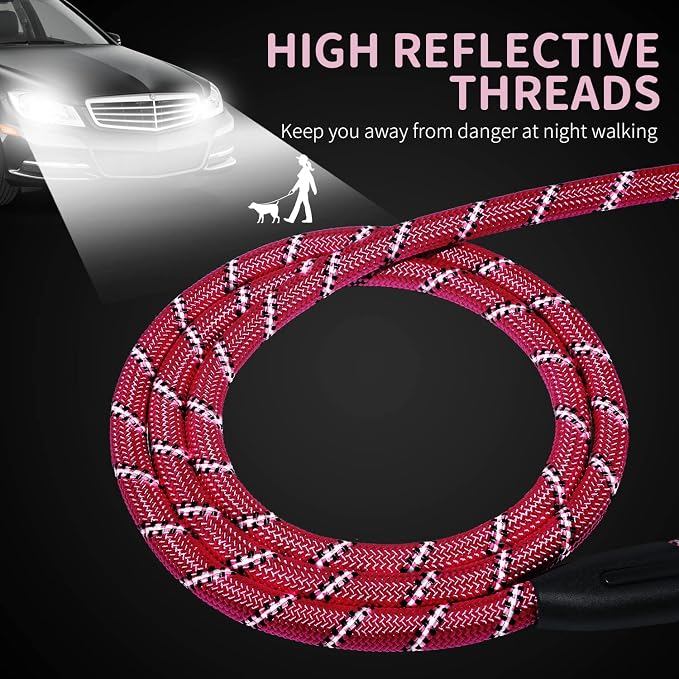 Long Dog Leash for Training 50Ft-Reflective Nylon Rope with Swivel Hook-Recall Agility Lead for Large Small Medium Dogs Outside Walking Hiking-Pink - Image 3
