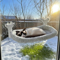 Cat Window Perch with 6 Strong Suction Cups,Mats that can be Switched Between Winter and Summer, Foldable Cordless Cat Beds Can Bear 50LBS Weight (White) by Essovee