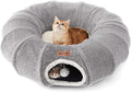 ZOMISIA Cat Tunnel Bed for Indoor Cats, Cute Cat Donut Toy Tunnel for Small Large Cats, Peekaboo Pet Cave Play Tunnel for Kitten/Rabbit,Grey by Zomisia