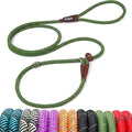 Fida Durable Slip Lead Dog Leash, 6 FT x 3/8" Dog Training Leash, Green | For Small Dogs and Puppies, Comfort Heavy Duty Rope Slip Leash, Highly Reflective for Night Safety, No Pull Pet Loop Leash by Fida