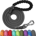 NTR 6FT Training Leash, Purple Rope Leash with Swivel Lockable Hook, Reflective Thread, Padded Handle, Dog Lead line for Walking, Hunting, Camping, Backyard for Small Medium Large Dogs, Black by NTR
