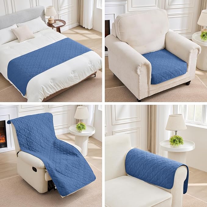 PAWFINITY Waterproof Bed Cover for Dogs, Pet Blanket for Mattress Washable | Paw Print Quilted, Hair Resistant, Anti Cat Scratch, Pee Proof Furniture Protector for Bed, Couch and Sofa, 52x82 Inch, Blue - Image 13
