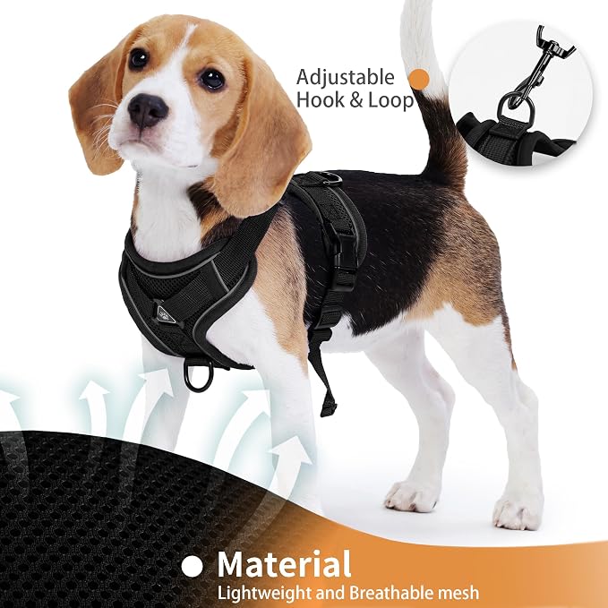 Dog Harness Medium Sized Dog Pet Vest with Leash Set Black XL | Adjustable Puppy Vest Harness, No Choke No Pull, Soft Padded, Step-in Dog Vest, Reflective Cat Harness, Breathable Air Mesh - Image 4