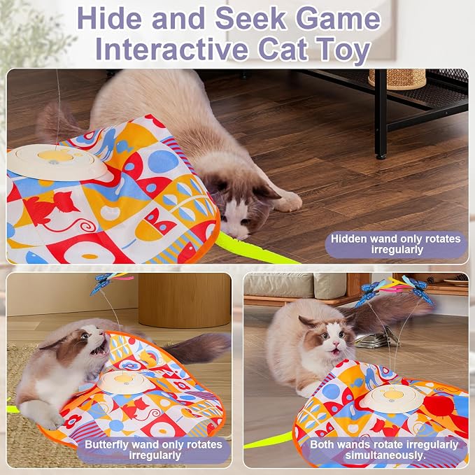 Interactive Cat Toys for Indoor Cats, Kitten Toys for Indoor Kittens,Yellow | Automatic Electronic Cat Toys for Bored Adult Cats, Stimulating Moving Cat Enrichment Toy, Hide and Seek Cat Games Toy - Image 2