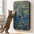 Cat Wall Scratcher, Art Cat Scratching Board for Indoor Cats | Wall Mounted Cat Scratch Pad, Water-Based Ink, Hook&Loop Strips, Floor or Wall Use, 16.7x11x1 Inch, Water Lily Pond by LESISSMER