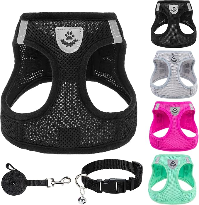 PUPTECK Dog Harness, Collar and Leash Set No Pull for Small Medium Sized | Soft Mesh Puppy Step-in Escape Proof Reflective No Choke Pet Cat Adjustable Walking Vest by PUPTECK