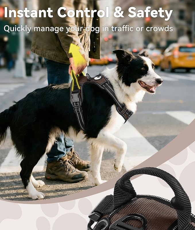 Joytale No Pull Dog Harness for Extra Large Dogs, Front Clip, Brown | Grab Handle for Instant Control, Padded & Adjustable Vest, Sturdy Metal D-Rings, for Safe Training & Daily Walking - Image 3