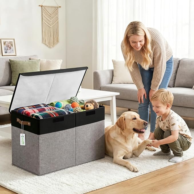Bagnizer Large Toy Storage Box with Lids, Collapsible Sturdy Baby Storage Organizer Chest Bin Basket for Kids, Boys, Girls, Playroom, Nursery, Bedroom, Closet 25"x13"x16" (Gray and Black) - Image 6
