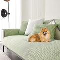 OTOB Cooling Couch Cover Washable Anti Slip Furniture Protector, 1 Piece | Fresh Green, 43.3"x94.5", Premium Ice Silk Fabric, Modern Geometric, Soft, 3D Bionic Breathable, Sectional Sofa Slipcover by OTOB