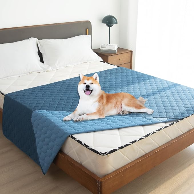 gogobunny 100% Double-Sided Waterproof Dog Bed Cover Pet Blanket Sofa Couch Furniture Protector for Puppy Large Dog Cat, Reversible (82x120 Inch (Pack of 1), Dark Blue/Light Blue) - Image 4
