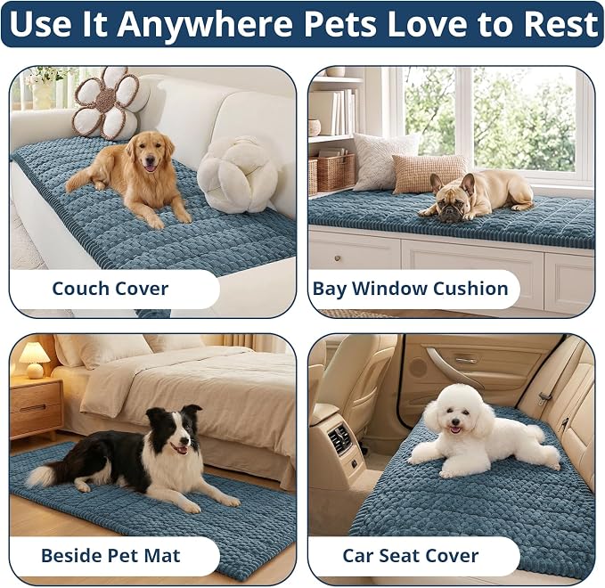 OstepDecor Couch Cover for Dogs, Washable Non Slip Sofa Cover for Pets | Soft Couch Covers for Sofa, Loveseat and Sectional, Furniture Protector Against Pet Hair & Dirt (27.6" x 27.6", Blue) - Image 2