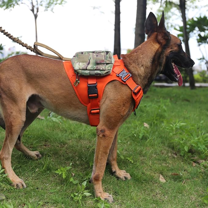 ICEFANG Tactical Dog Harness for Large Dogs,Reflective No Pull Dog Vest | with Control Handle,Adjustable,Front Hook,2 Leash Clips,Soft Padded,MOLLE Panel,Orange,Large - Image 3