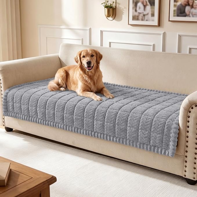 Smiry Couch Cover for Dogs, Non Slip Fuzzy Pet Sofa Covers Washable | Sofa Slipcovers for 3 Cushion Couch, Soft Thick Furniture Protector for Cats Dogs, Against Fur, Dirt, Scratch (35.4"x82.7") by Smiry