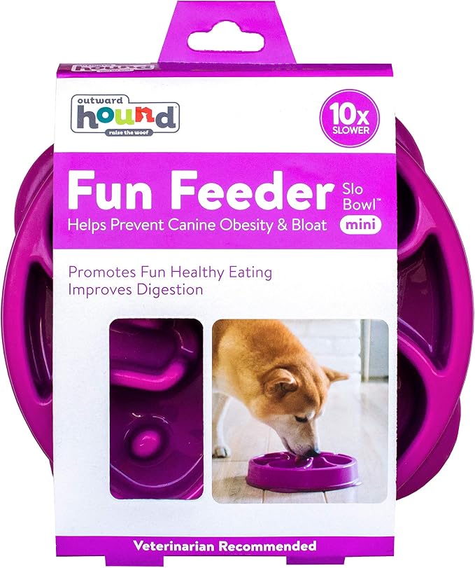 Outward Hound Fun Feeder Slo Bowl – Medium 2‑Cup Capacity,Slow Feeding,Small to Medium Dogs & Cats,Non-Slip,Purple,Flower Pattern,(Pack of 12) - Image 2