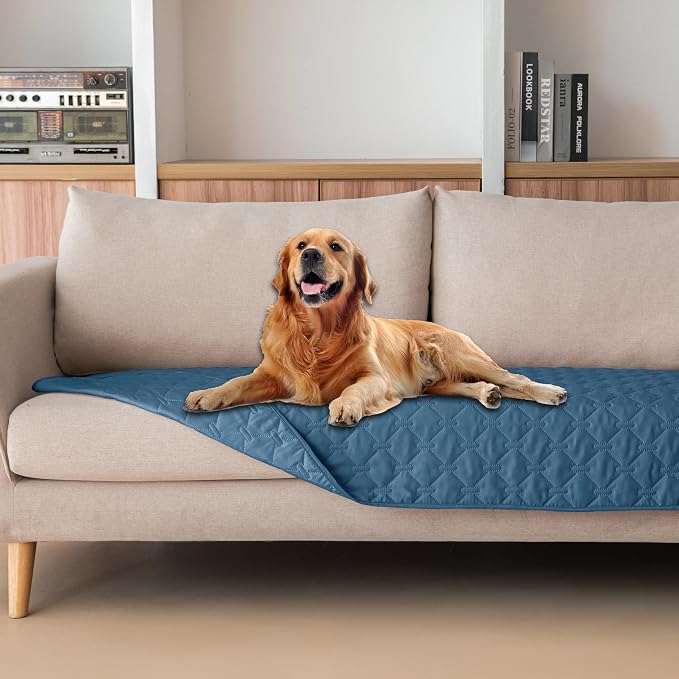 gogobunny Waterproof Blanket, Couch Covers for Dogs, Reversible Protector | 3X Stronger Leakproof, Scratch Proof Durable Furniture Protection, Stain Resistant, Washable, 30x70 Inch Dark Blue by gogobunny