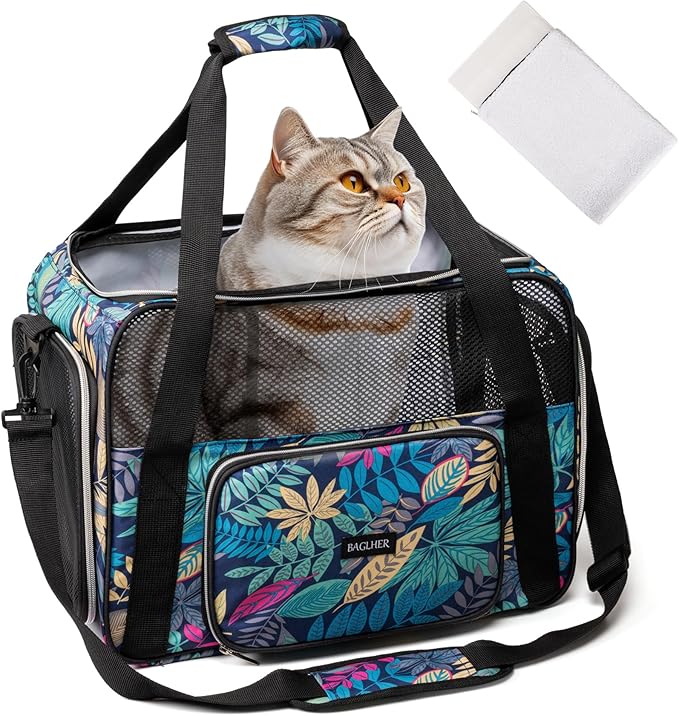 BAGLHER Pet Travel Carrier for Small Medium Cats & Dogs, Airline Approved Soft Sided by BAGLHER