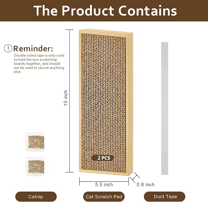 HappyFreeSX Splicing Cat Scratch Pad: Cat Scratchers for Indoor Cats and Kitten, 2 Pack Cat Scratching Pad, Cat Scratcher Cardboard, Cat Scratching Pad, Premium Scratch from Cats, Double-Sided Design | Cat Scratchers for Indoor Cats and Kitten - Image 2