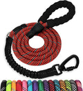Rope Dog Leash 6 FT: Heavy Duty Leashes with Swivel Lockable Hook Reflective Threads Bungee and Padded Handle - Dog Lead for Large Small Medium Dogs Outside Walking Hiking Red Black by jenico