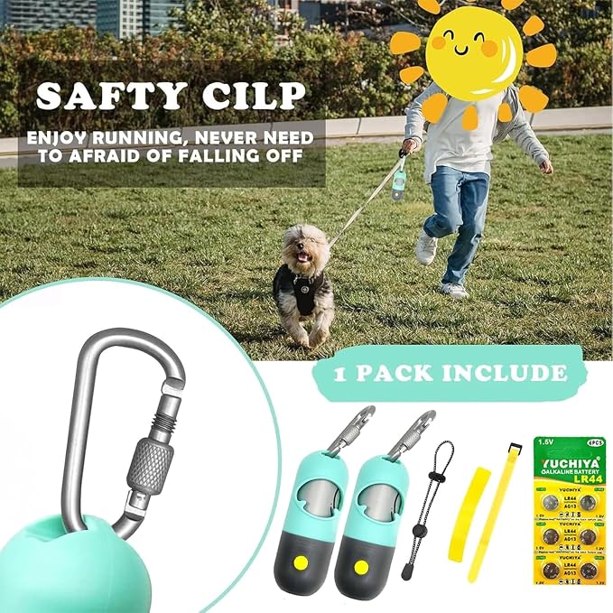Dog Poop Bag Holder With LED Flashlight | Pet Waste Dispenser for Leash | Doggie Potty Container With Leak-proof Trash Bags and Accessories (2 Holders 30 Bags, Mint Green) - Image 4