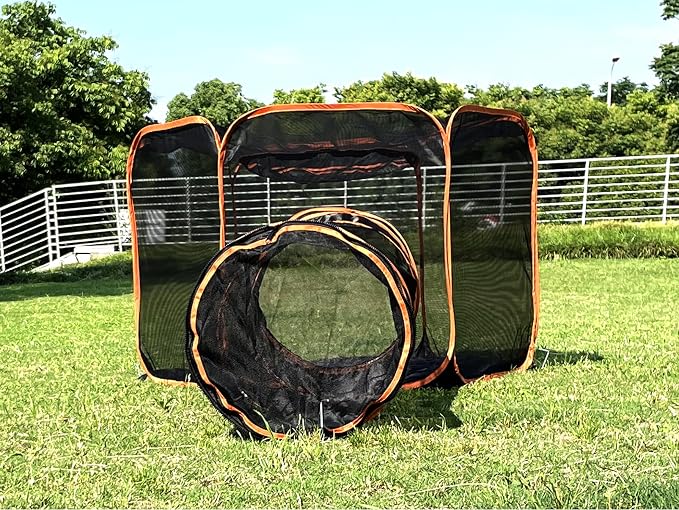 2 in 1 Pet Cat and Dog Tunnel Tent Foldable Pet Tent Outdoor Pop Up Pet Playpen Cage Fences House (Styles 2) - Image 5