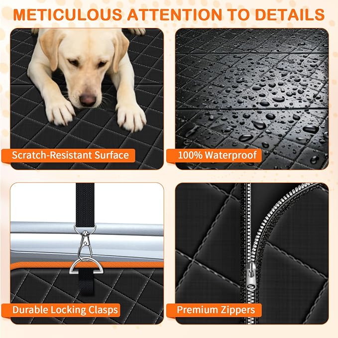Dog Car Seat Cover for Back Seat with Bed Mat, Hard Bottom Dog Hammock | Extra Large Back seat Extender for Dogs, Waterproof, Anti Scratch, Safer, Easy to Use and Clean, Holds 450LBS - Image 6