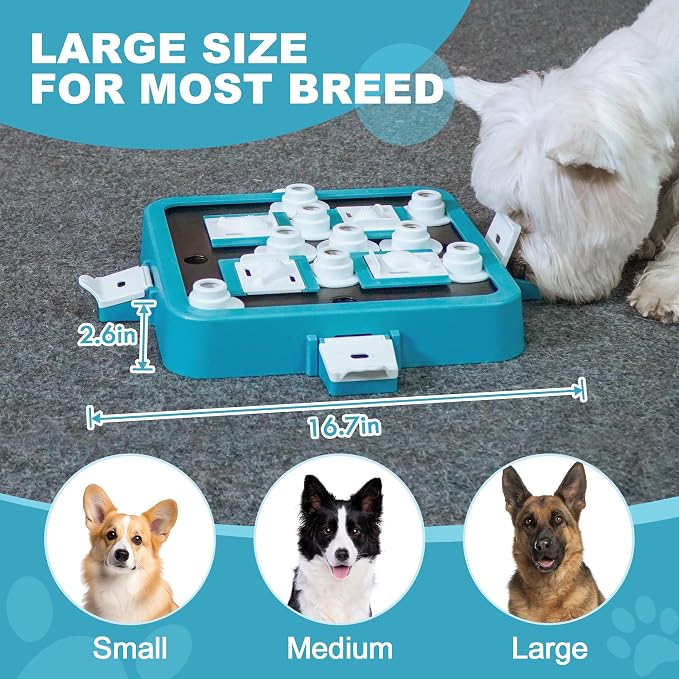 Aluckmao Dog Puzzle Toy Large Size - Adjustable Levels Food & Treat Game | Beginner to Advanced Difficulty for All Breeds, Brain Stimulation, Mental Enrichment, Interactive Feeding, Green - Image 6