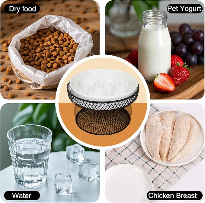 Raised Ceramic Cat Slow Feeder Bowl, Elevated Cat Plate with Stand, Slow Bowl for Wet and Dry Food, Whisker Friendly Pet Feeder for Kitten and Small Dog Perfect for Pet Gift - Image 6