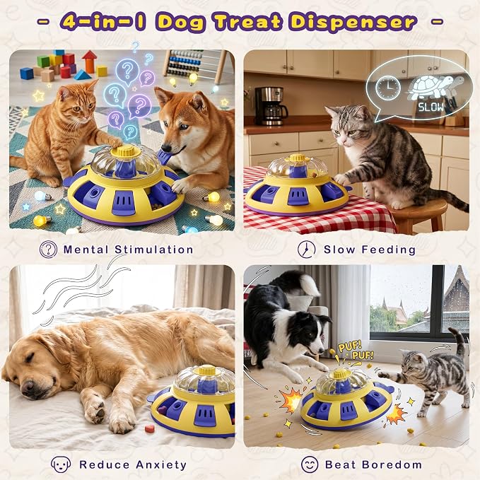 Dog Puzzle Toy, Interactive Enrichment Treat Dispenser Toys, Yellow | Mental Stimulation, IQ Training, Slow Feeder, 3 Levels Adjustable, For Puppy Small Medium Large Dogs Cats - Image 3