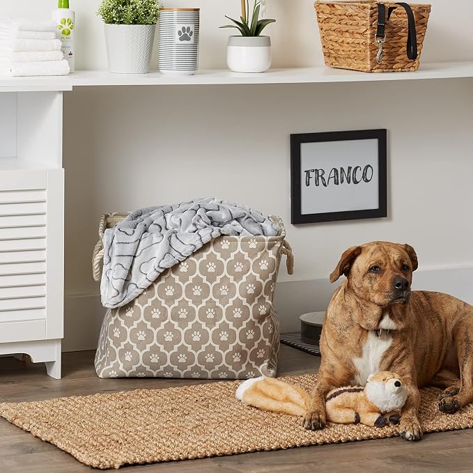 Bone Dry 6192 Pet Storage Collection Lattice Paw Print, Large Rectangle, Stone - Image 4