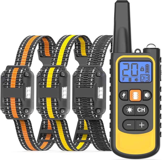 3 Pack Dog Training Collar – Remote Dog Shock Collars with Beep, Vibration and Safe Shock Modes, Rechargeable IP67 Waterproof E-Collars for Small, Medium & Large Dogs with LED Night Light by Doparet
