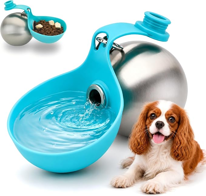 Portable Small Dog Water Bottle 2 in 1 Travel Dog Water Dispenser with Bowl | 10oz Dog Water Bottles Stainless Steel No-Spill Puppy Water Bottle for Walking Small Dog Leak-Proof Collapsible Silicone Bowl by Unknown