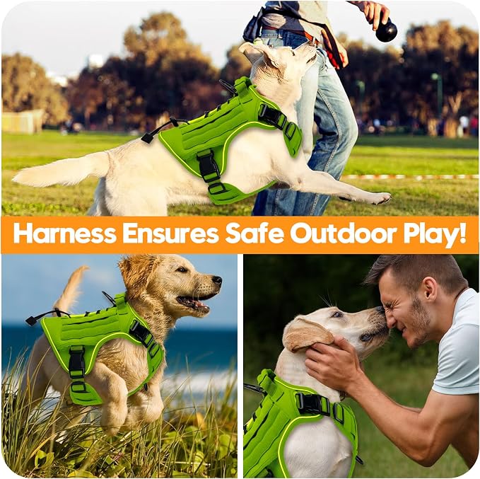 Heavy-Duty Tactical Dog Harness for Large Dogs, No Pull Adjustable Reflective Pet Vest with Molle System, K9 Military-Grade Control for Service Training, Outdoor & 10+ Breeds, Wild Lime, X-Large - Image 6